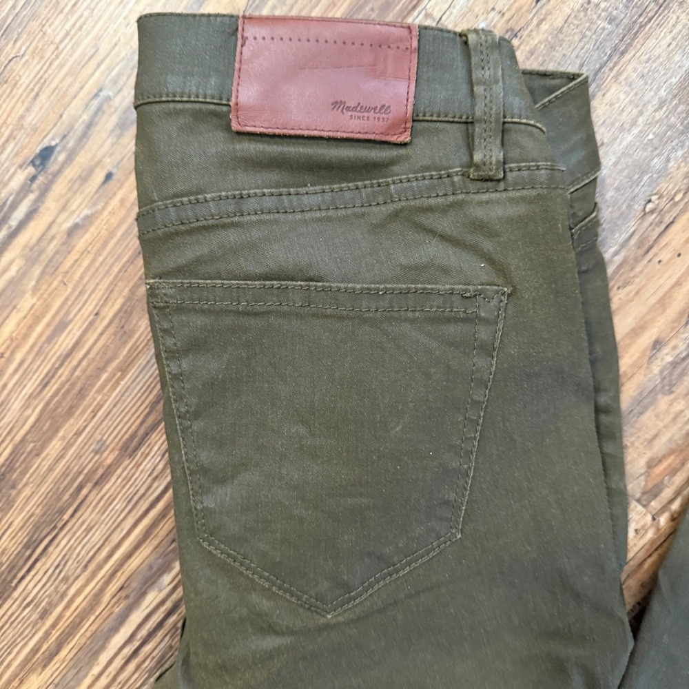 Madewell Skinny Skinny Jeans Womens 25 Olive Green Coated Waxed Excellent HOT! - Picture 5 of 9